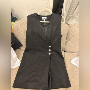 Ganni Black Dress with Button Accents
